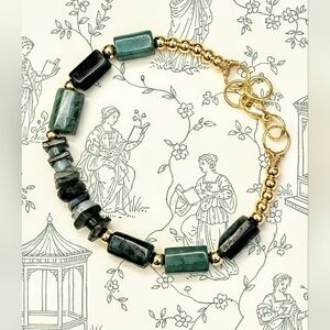 Genuine Green Emerald  Bracelet With Beads & Chips An Artisan Handmade Design